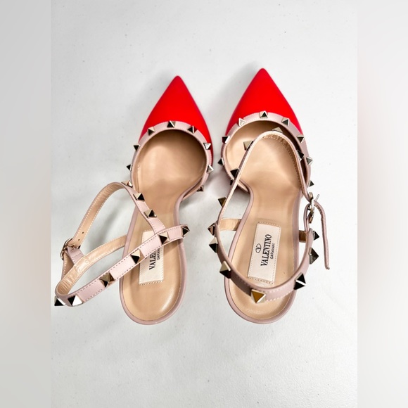 NWT Valentino Garavani Kitten Sling Back Rockstud Pump Heels Size 40/ 9.5 - Picture 5 of 10